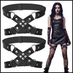 Leather Garter Belt Adjustable Elastic Body Chain Lingerie Accessory Gothic Punk